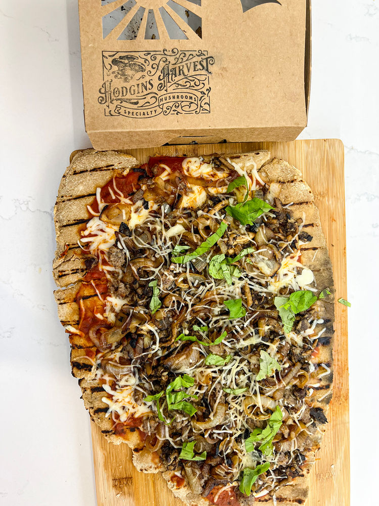 Mushroom & Sausage Grilled Pizza - Hodgins Harvest